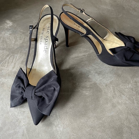 Kate Spade Satin Black Sheela Slingback Pumps - New - Picture 10 of 17